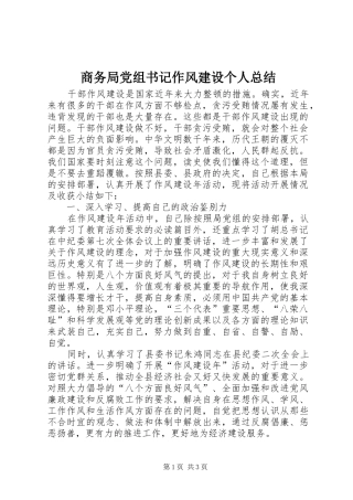 商务局党组书记作风建设个人总结