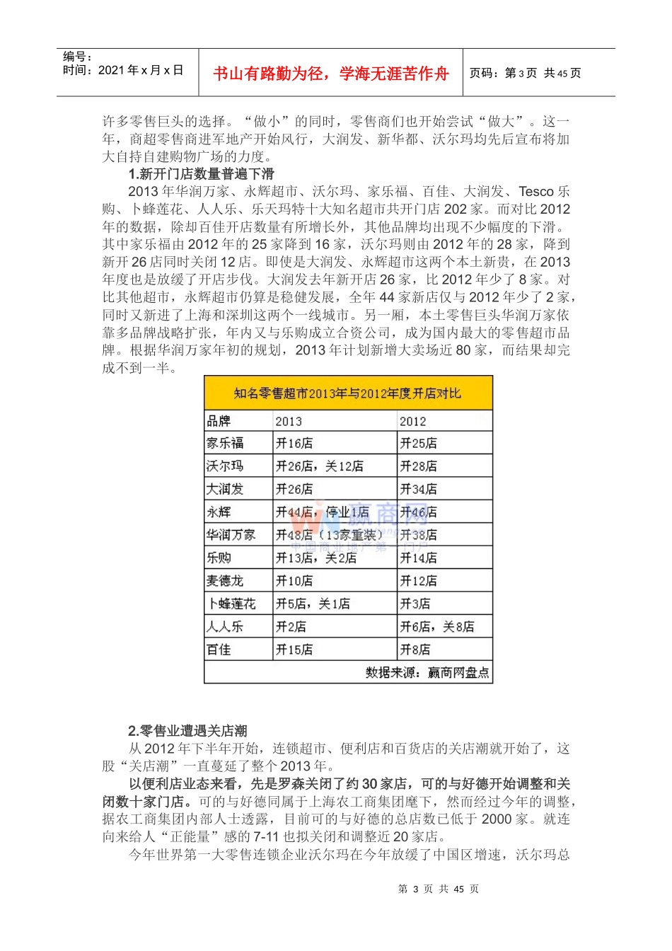 X年中国零售业超市-便利店发展情况分析研究_第3页