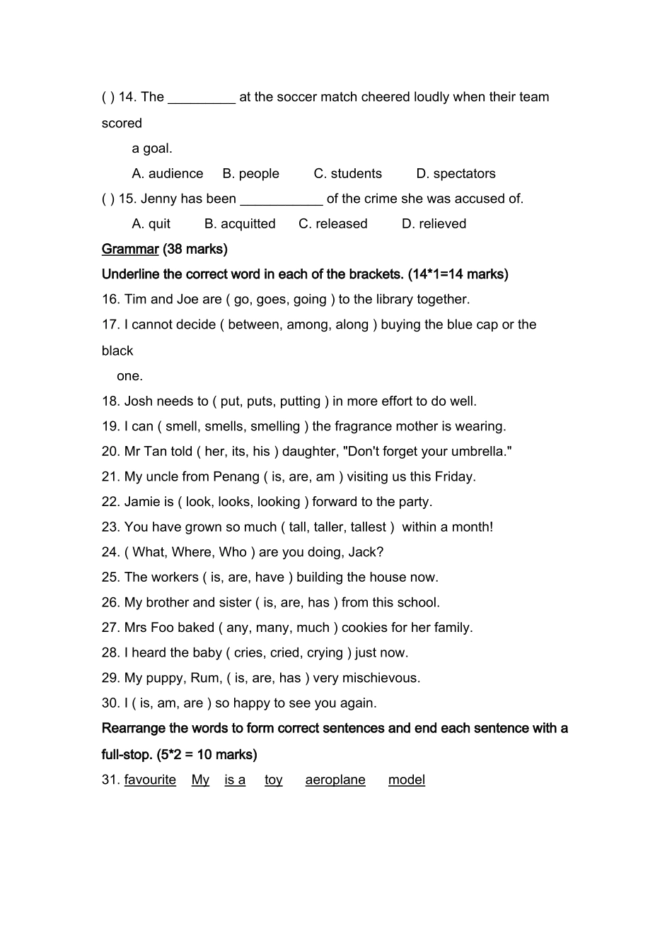 新加坡小学二年级英语试卷PRACTICE 62 _第2页