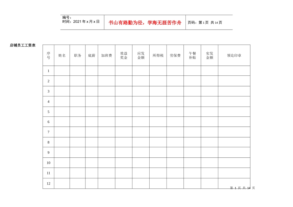 店铺薪金管理规范_第1页