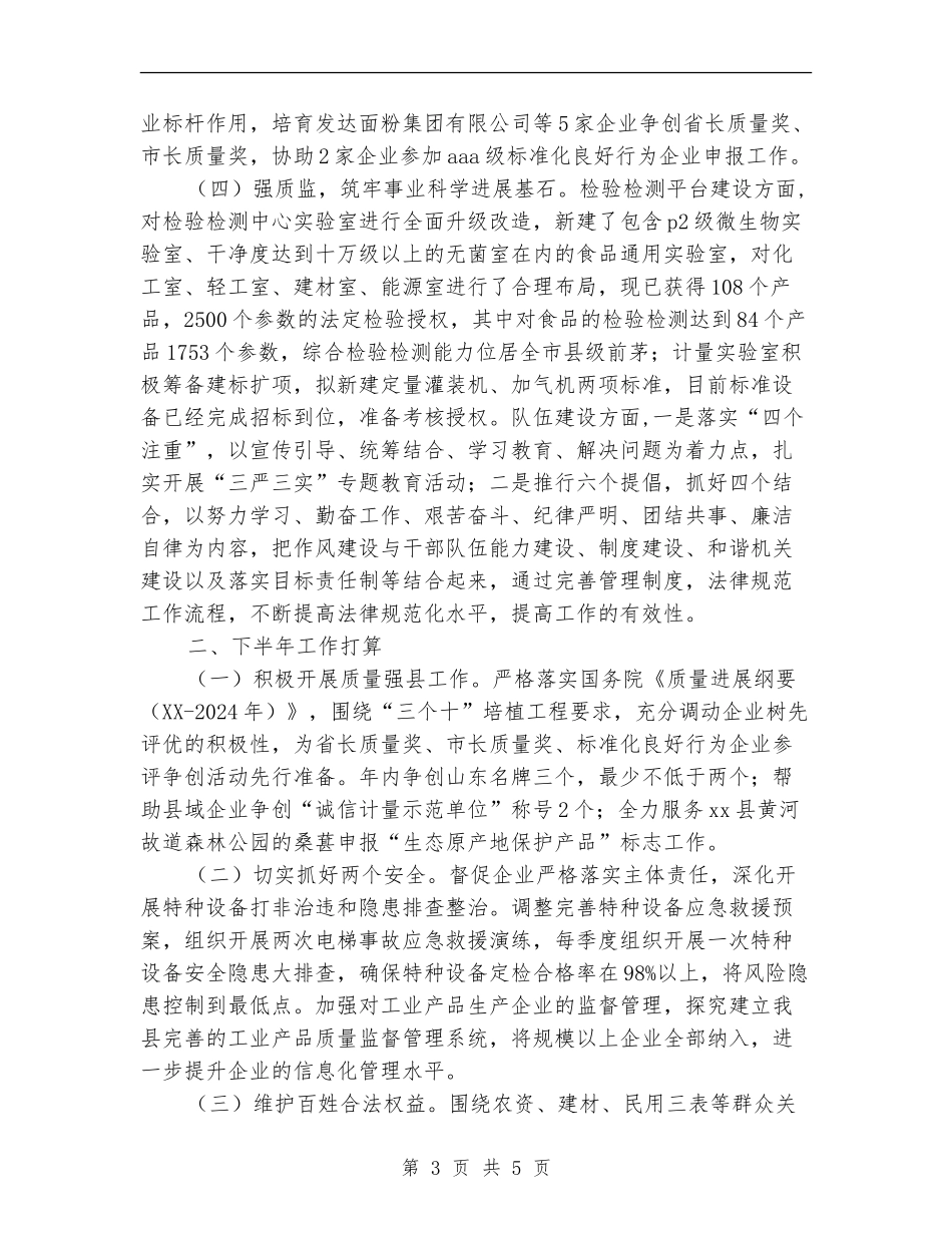 质量技术监督局上半年工作总结及下半年工作计划_第3页