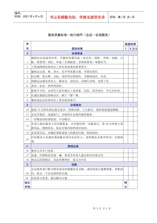 会议-会场服务质量检查表