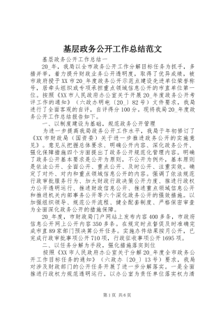 基层政务公开工作总结范文