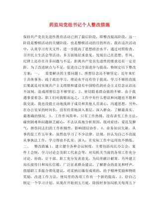 药监局党组书记个人整改措施 