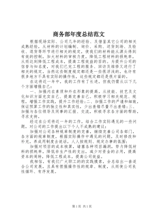 商务部年度总结范文