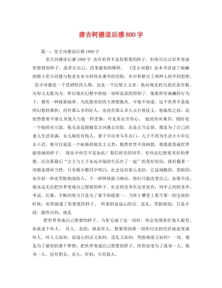 唐吉柯德读后感800字2 