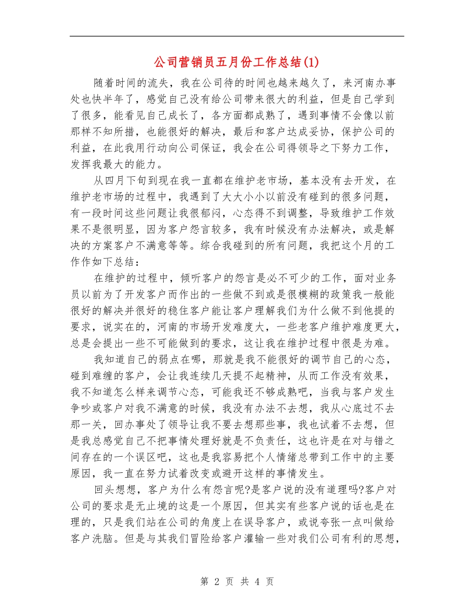 公司营销员五月份工作总结1_第2页