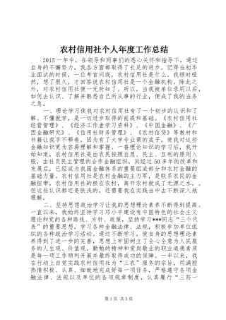 农村信用社个人年度工作总结