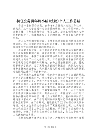 初任公务员年终小结(法院)个人工作总结