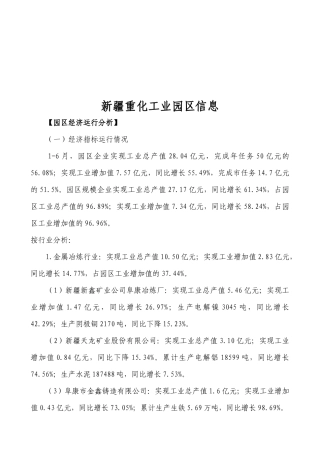 新疆重化工业园区信息汇总