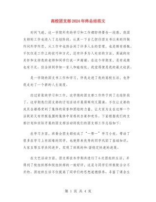 大学团支部2024年终总结范文