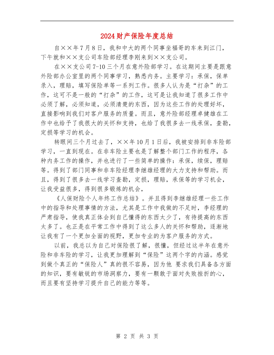 2024财产保险年度总结_第2页