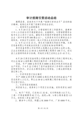审计招商引资活动总结