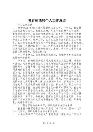 城管执法局个人工作总结