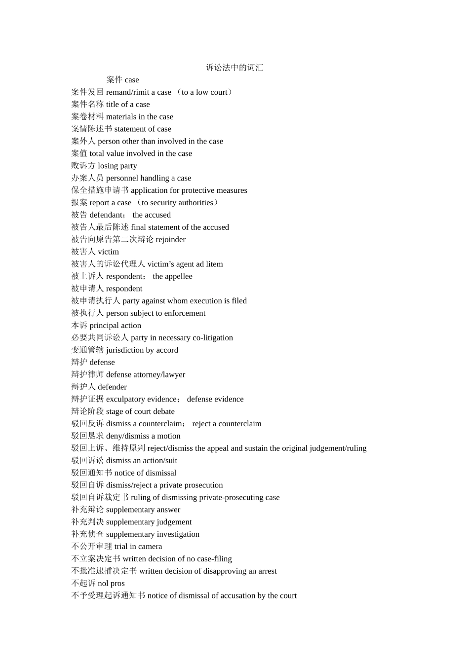 诉讼法中的词汇 _第1页