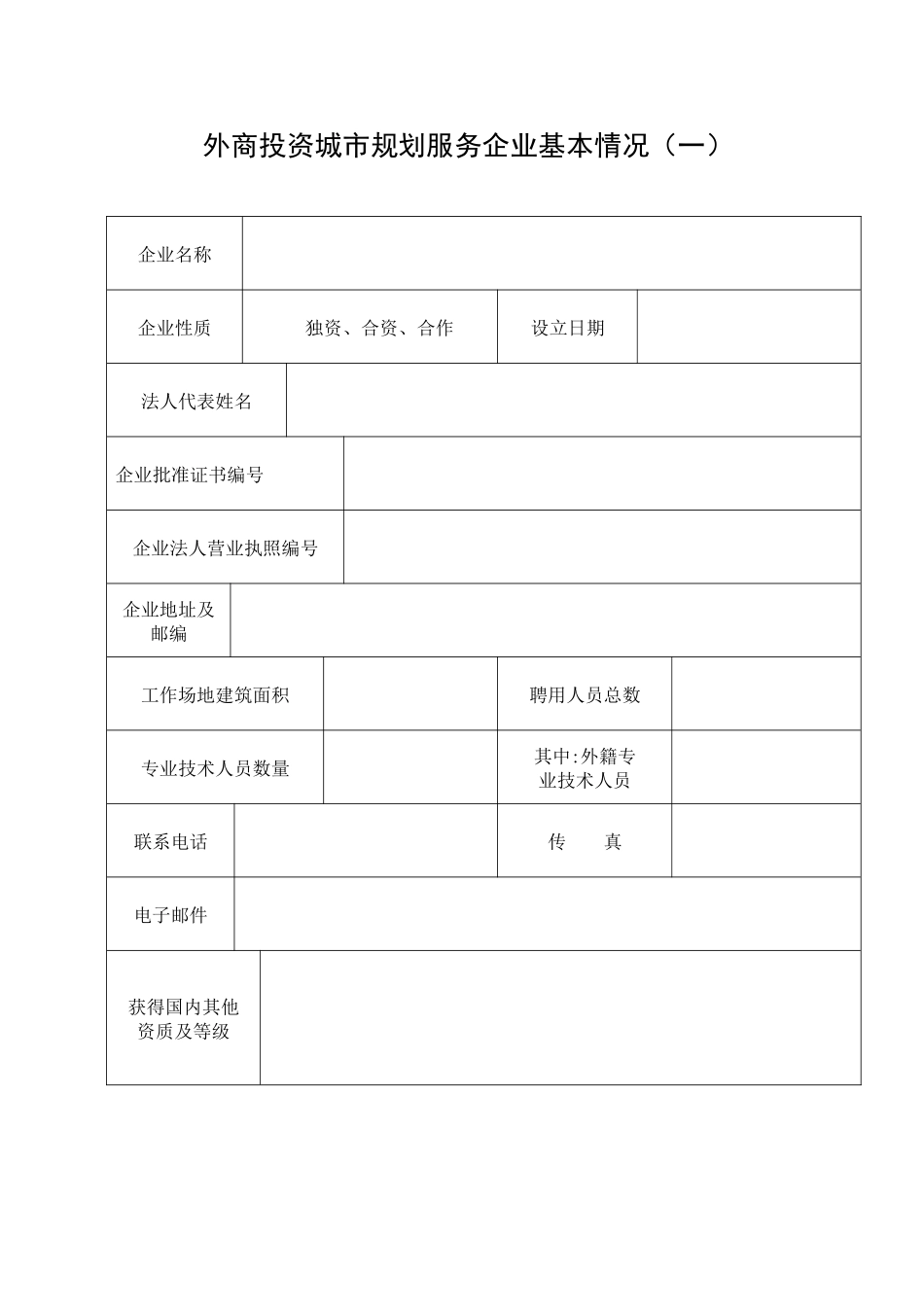 外商投资企业城市规划服务资格证书申请表_第2页