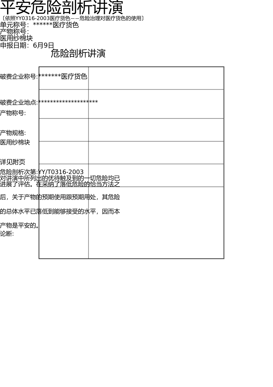 医疗器械风险分析报告 _第1页