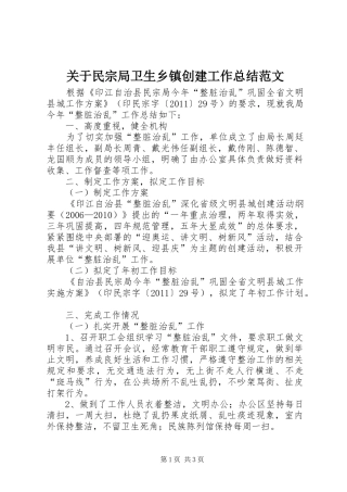 关于民宗局卫生乡镇创建工作总结范文