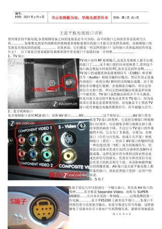 主流平板电视接口详析