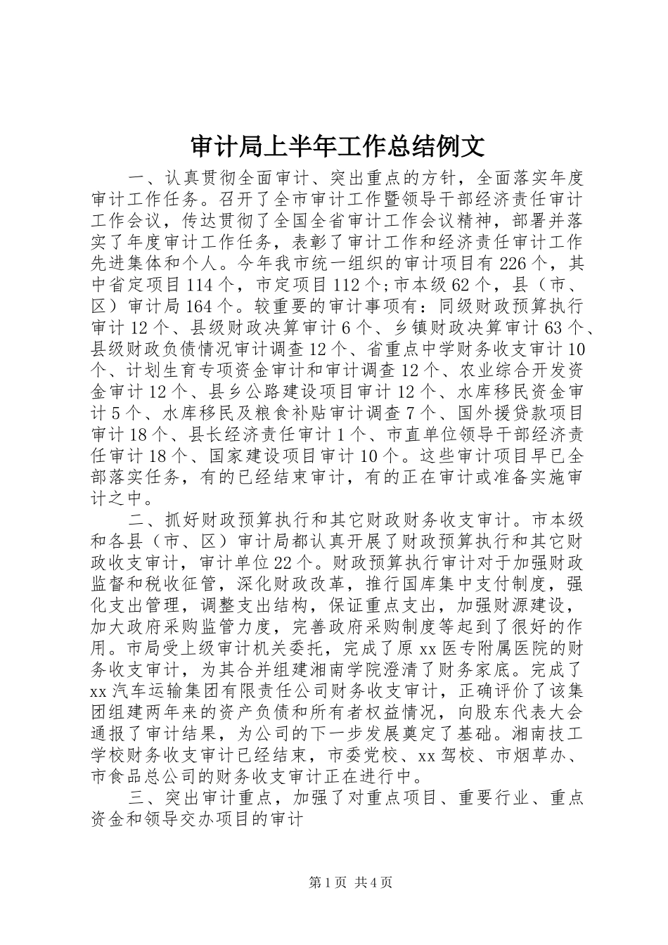 审计局上半年工作总结例文_第1页