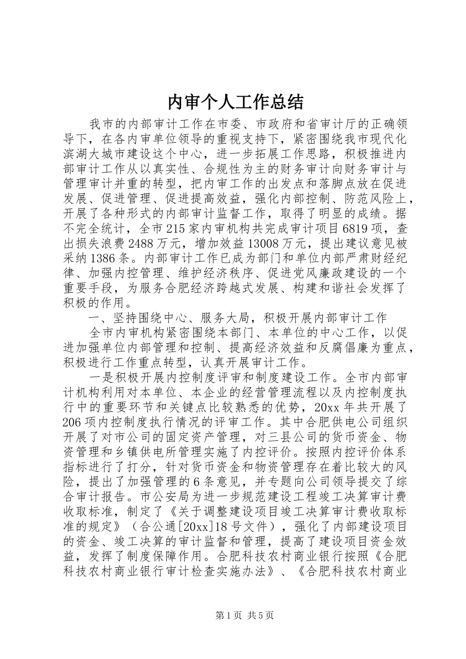 内审个人工作总结_第1页