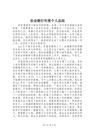 农业银行年度个人总结