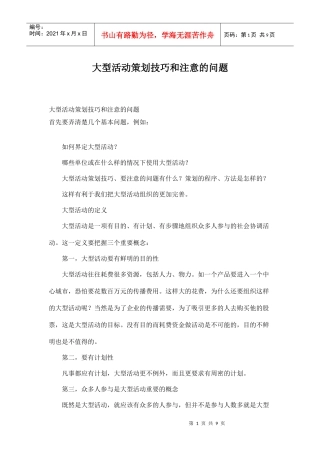 大型活动策划技巧和注意的问题(DOC9页)