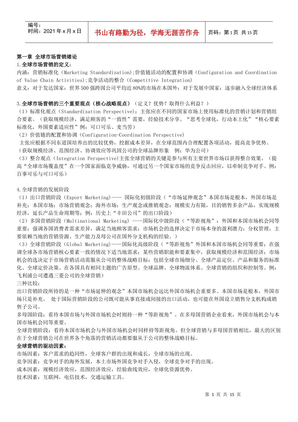 国际市场营销 资料整理_第1页