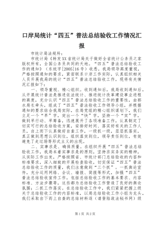 口岸局统计“四五”普法总结验收工作情况汇报