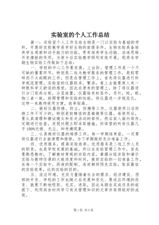 实验室的个人工作总结