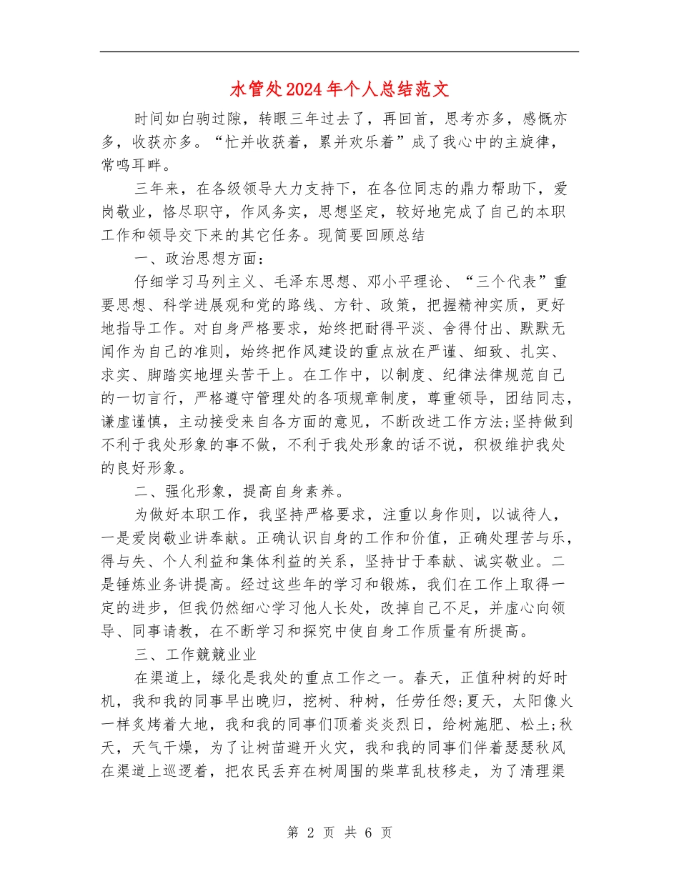 水管处2024年个人总结范文_第2页