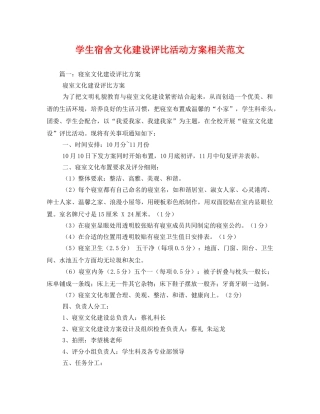 学生宿舍文化建设评比活动方案相关范文 