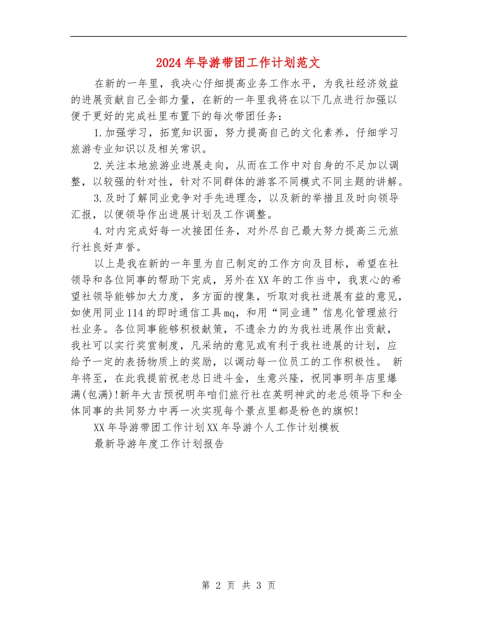 2024年导游带团工作计划范文_第2页