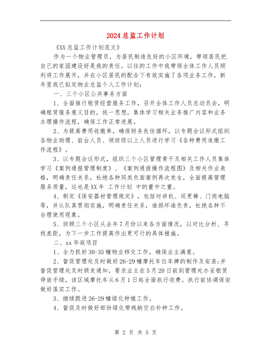2024总监工作计划_第2页