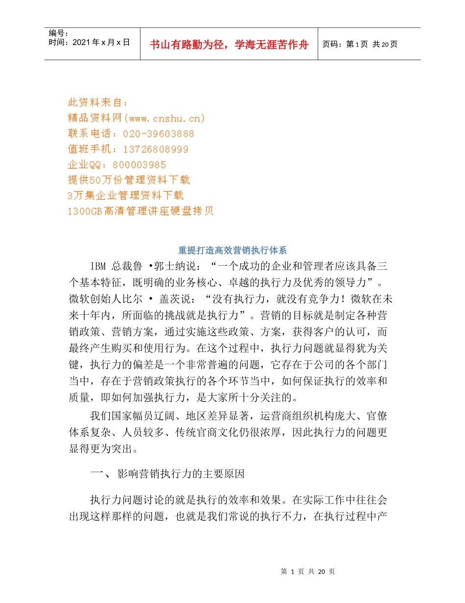 如何打造高效营销执行体系_第1页