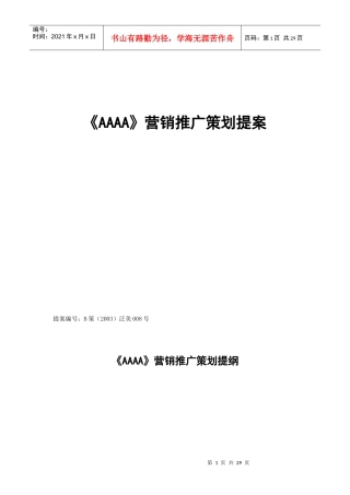 《AAAA》营销推广策划提案
