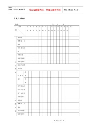 大客户月报表