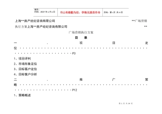 上海XX产广场营销执行方案(1)