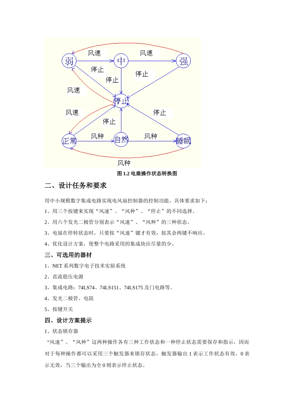 数字电子电路课程设计家用电风扇控制逻辑_第3页