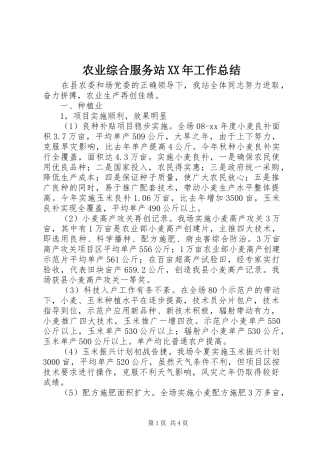 农业综合服务站XX年工作总结