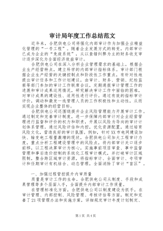 审计局年度工作总结范文