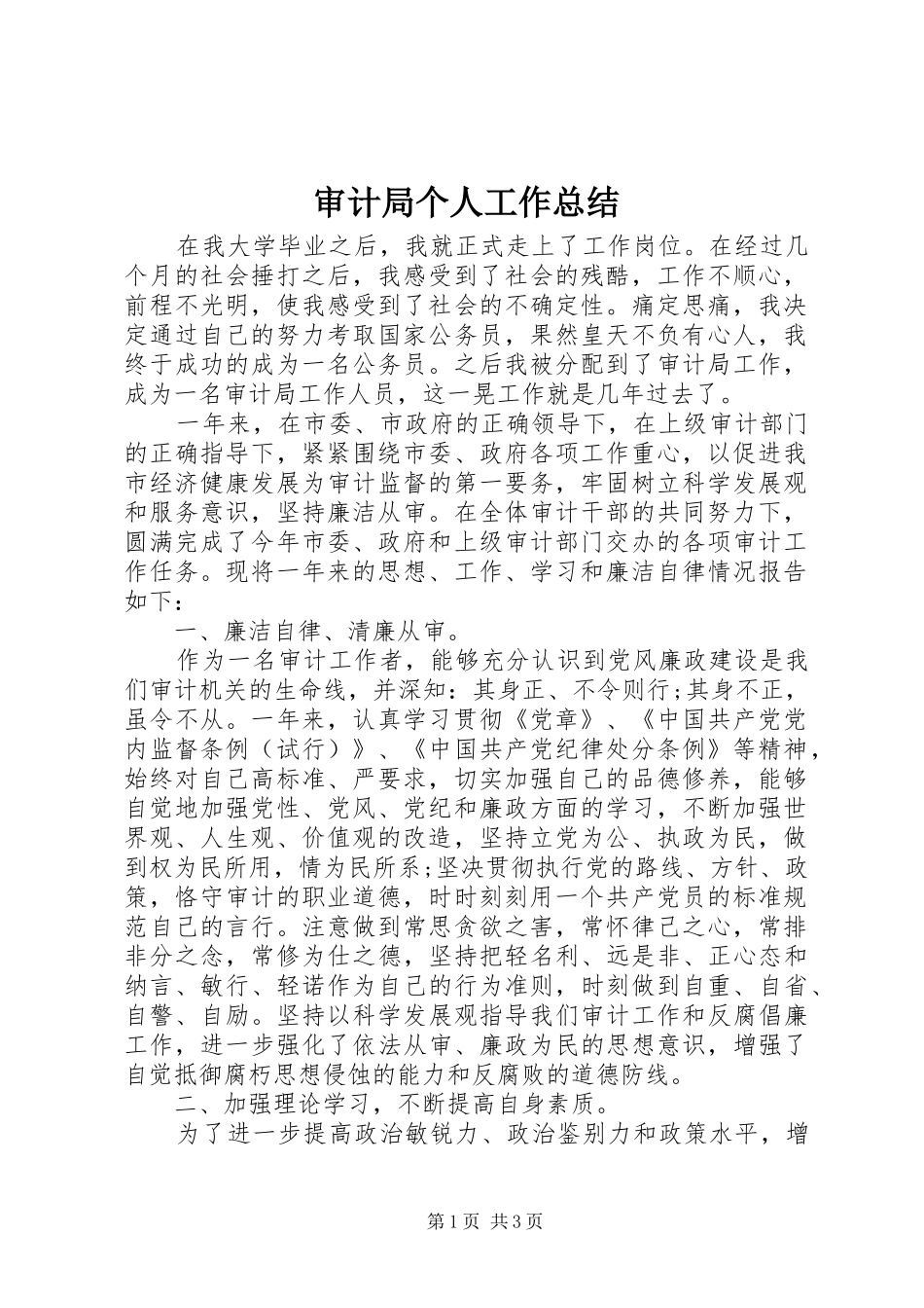 审计局个人工作总结_第1页