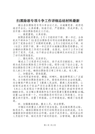 扫黑除恶专项斗争工作详细总结材料最新