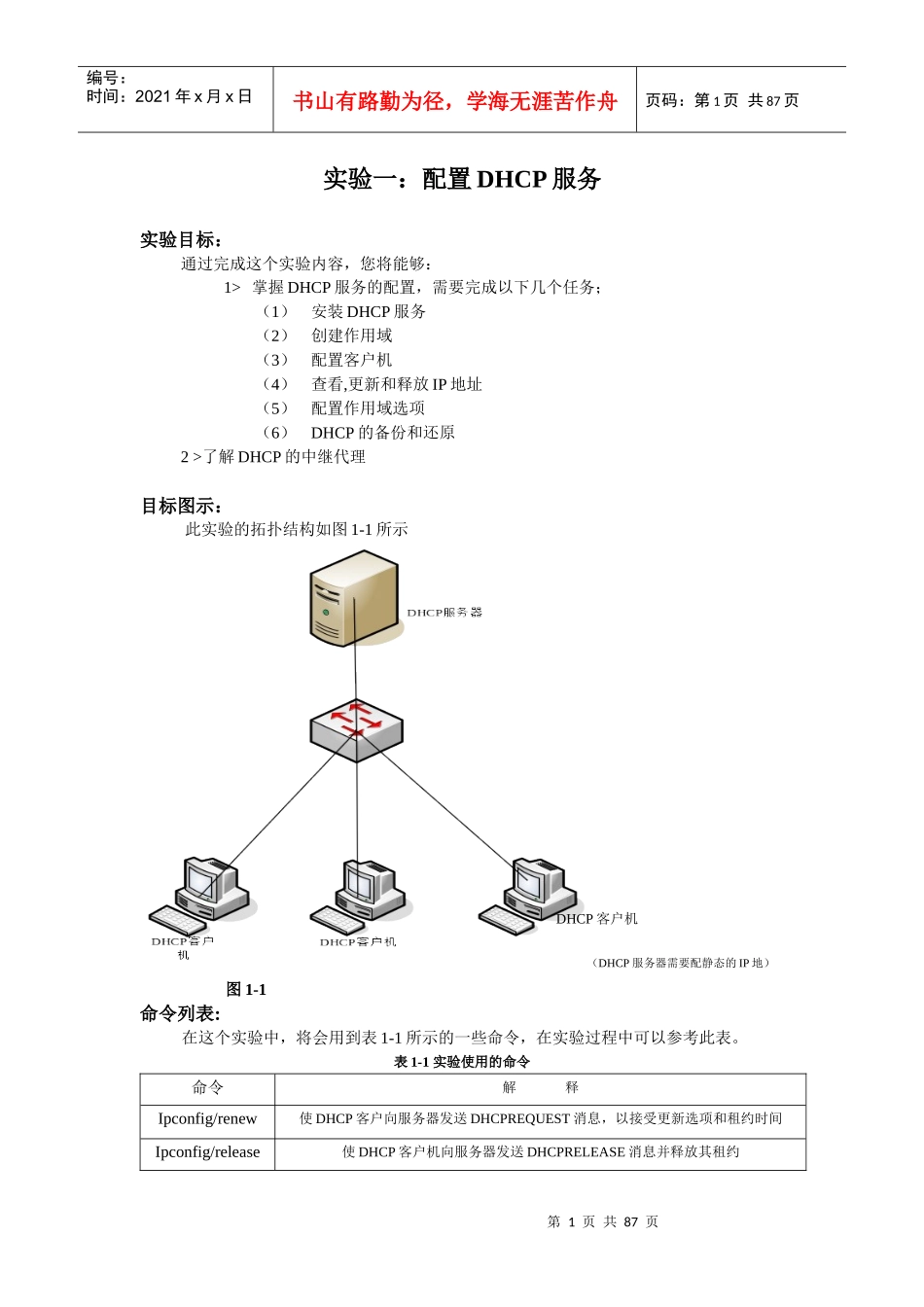 windows2003服务器DHCP配置详解_第1页
