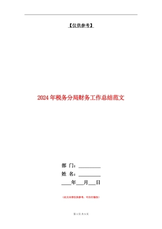 2024年税务分局财务工作总结范文