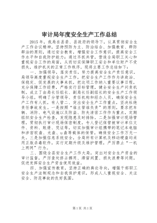 审计局年度安全生产工作总结