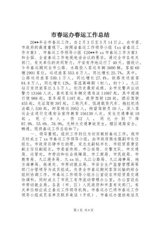 市春运办春运工作总结