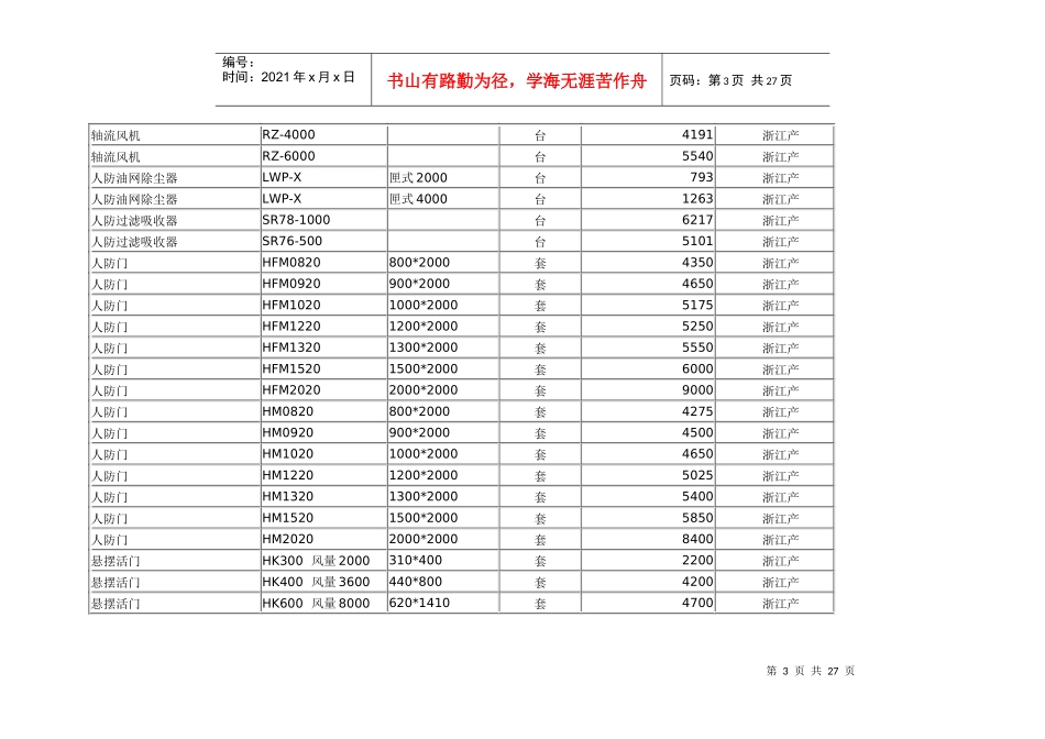 人防器材价格表_第3页