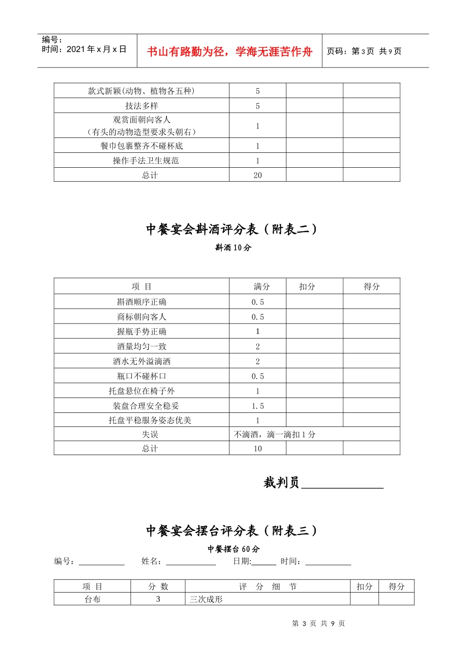 中餐宴会服务竞赛标准_第3页