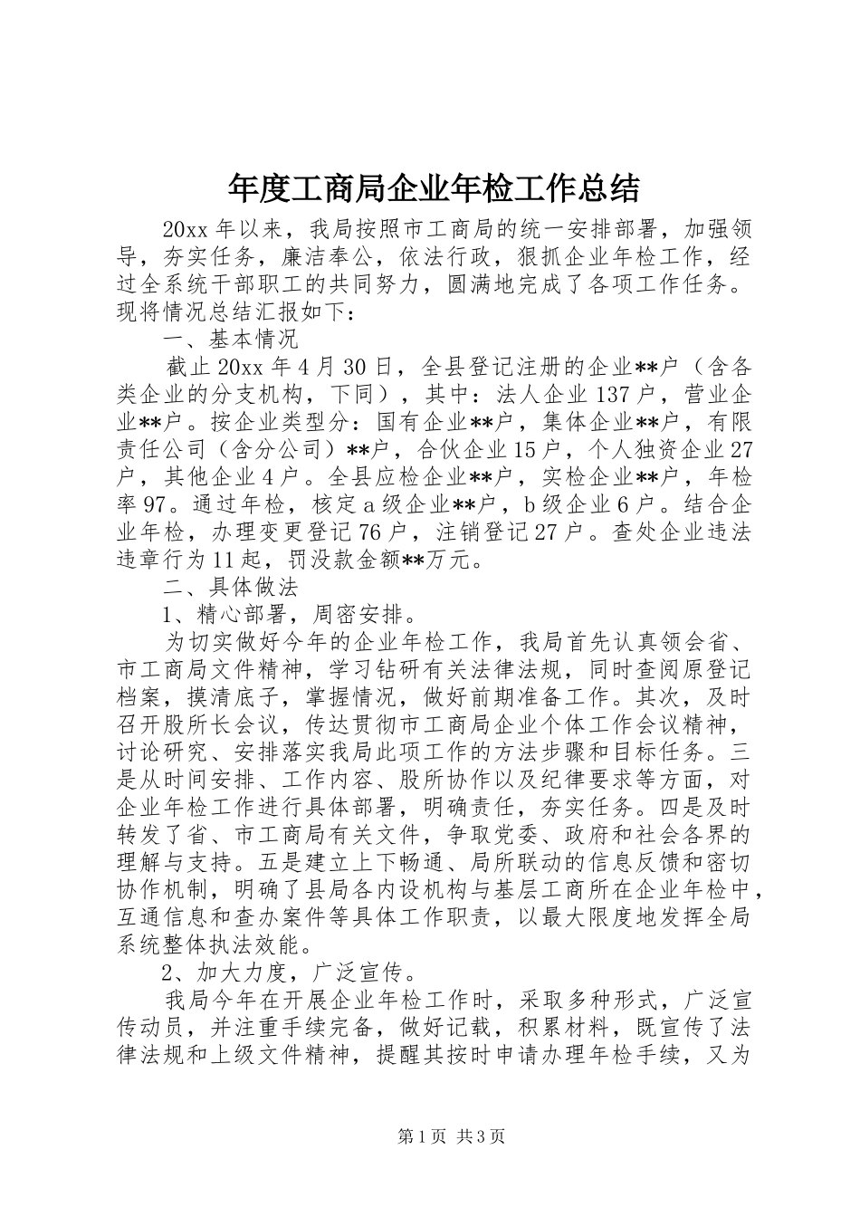 年度工商局企业年检工作总结_第1页